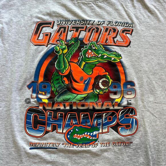 VTG 1996 Florida Gators Football National Champions T Shirt Neon Grey Size 2XL - Picture 2 of 7